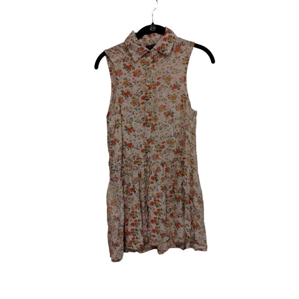 Billabong Floral Sleeveless Button-Front Mini Dress Size 8 Cottagecore Boho
